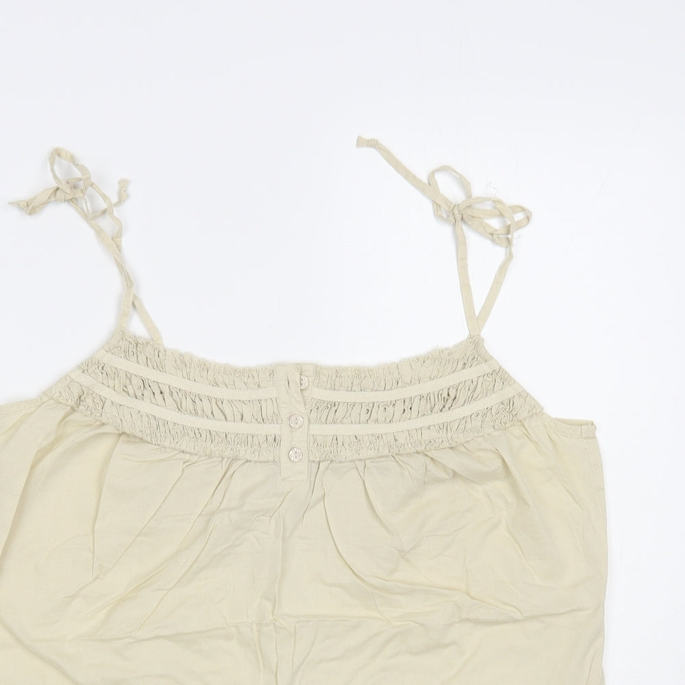 Esprit Womens Beige Cotton Camisole Blouse Size 14 Square Neck