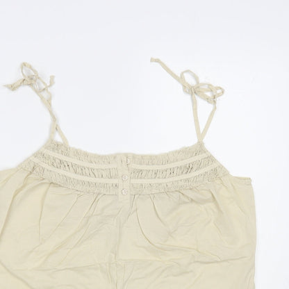 Esprit Womens Beige Cotton Camisole Blouse Size 14 Square Neck