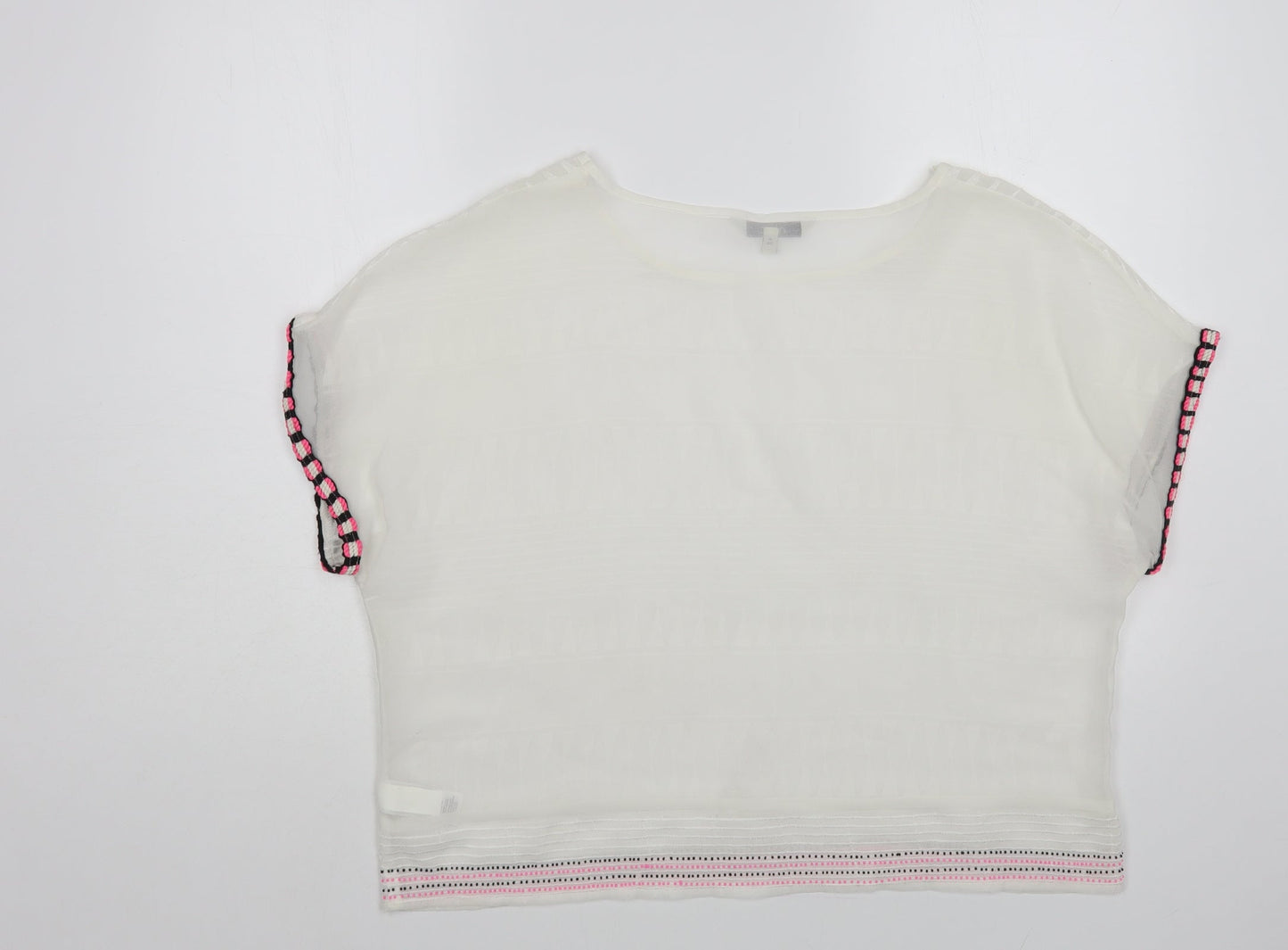 Womens UK Size 12 NEXT White Cropped Blouse