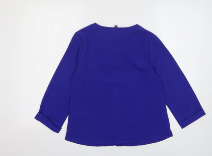Womens UK Size 6 New Look Blue Basic Button-Up
