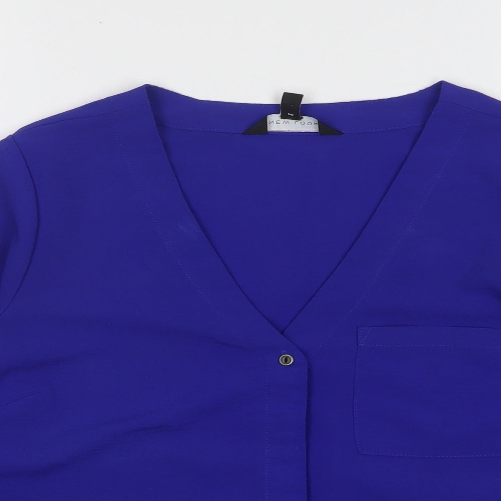Womens UK Size 6 New Look Blue Basic Button-Up
