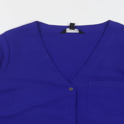 Womens UK Size 6 New Look Blue Basic Button-Up