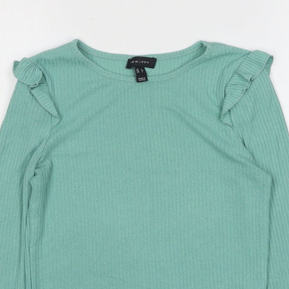 Womens UK Size 6 New Look Green Basic T-Shirt