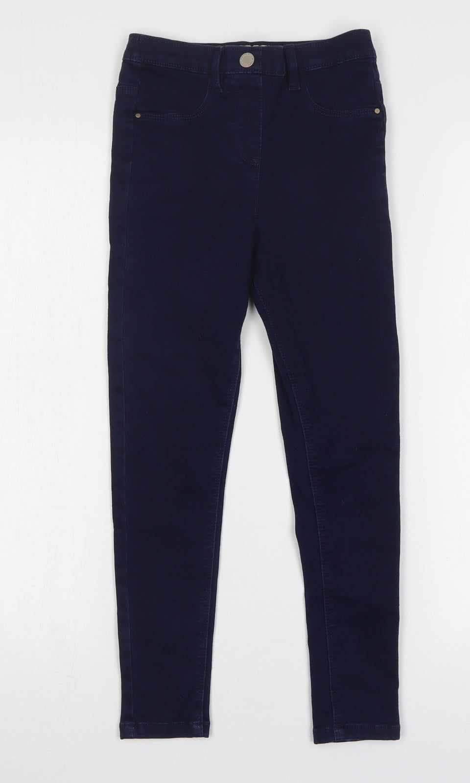 NEXT Girls Blue Cotton Skinny Jeans Size 9 Months Regular Button