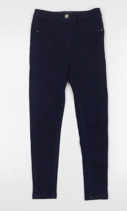 NEXT Girls Blue Cotton Skinny Jeans Size 9 Months Regular Button