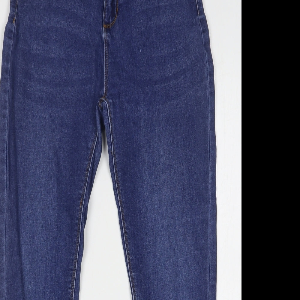 Denim & Co. Girls Blue Cotton Skinny Jeans Size 11-12 Years Regular Button