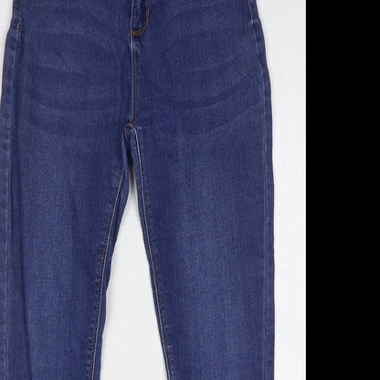 Denim & Co. Girls Blue Cotton Skinny Jeans Size 11-12 Years Regular Button