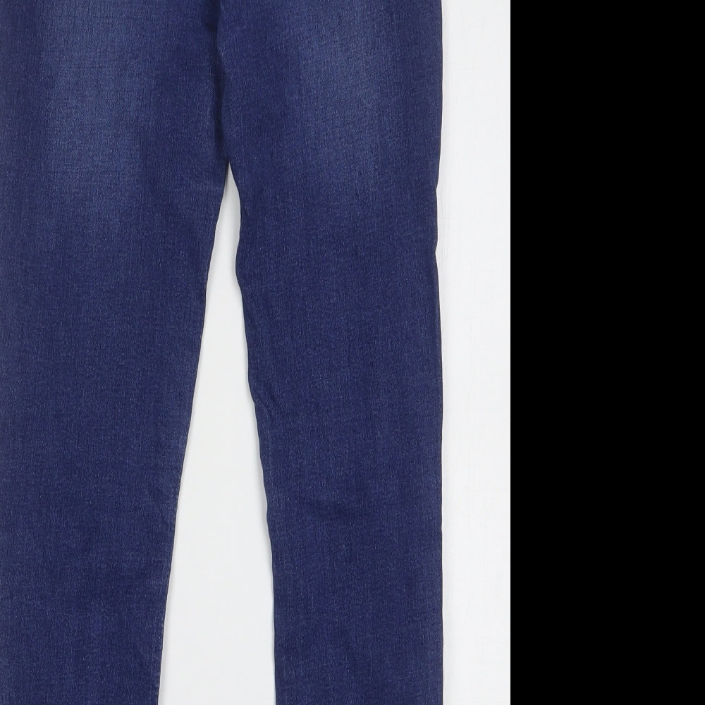 Denim & Co. Girls Blue Cotton Skinny Jeans Size 11-12 Years Regular Button