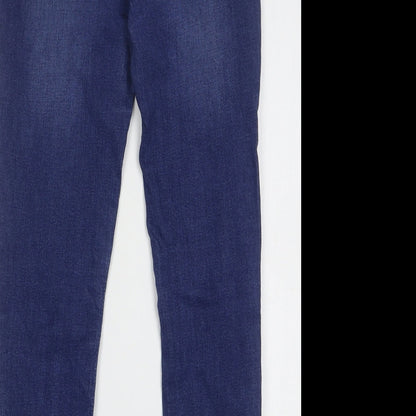 Denim & Co. Girls Blue Cotton Skinny Jeans Size 11-12 Years Regular Button