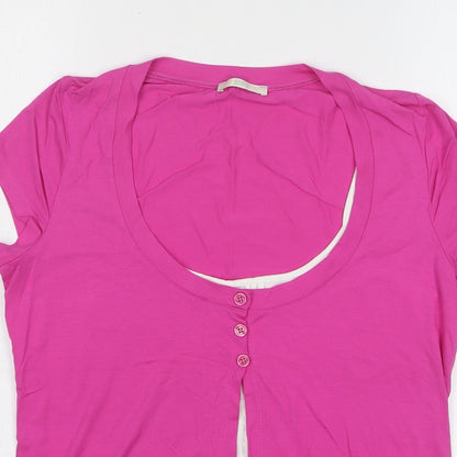 Womens UK Size 14 Marks and Spencer Pink Basic Button-Up