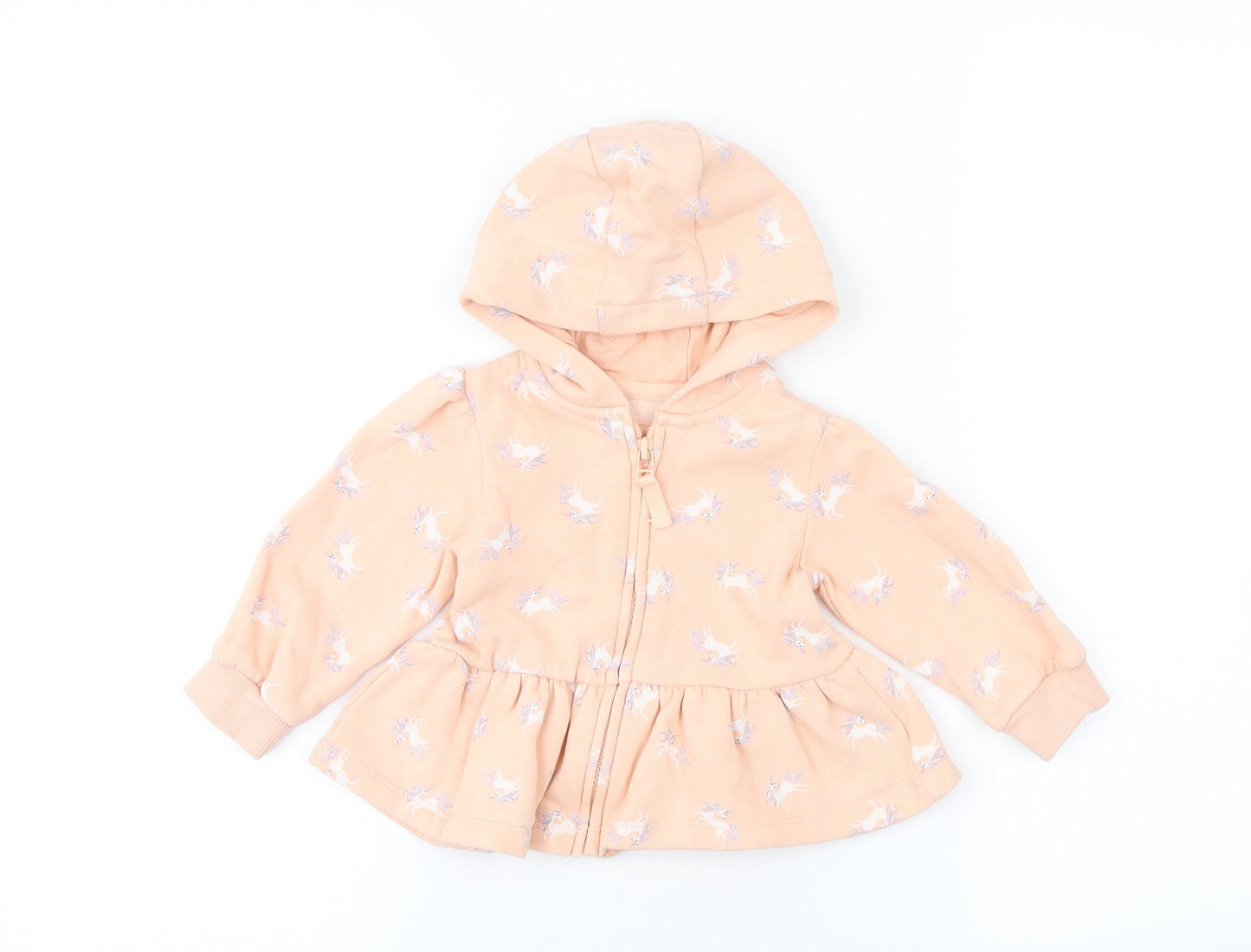 NEXT Girls Pink Geometric Jacket Size 6-9 Months Zip - Unicorn
