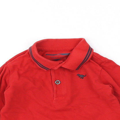 NEXT Boys Red Cotton Basic Polo Size 12 Months Collared Button - Dinosaur