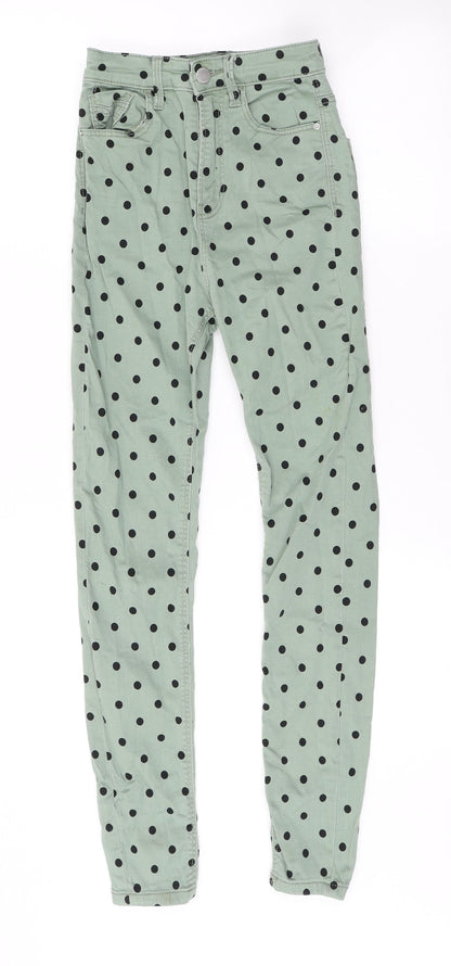 Womens UK Size 4 Stradivarius Regular Fit Skinny Green Jeans