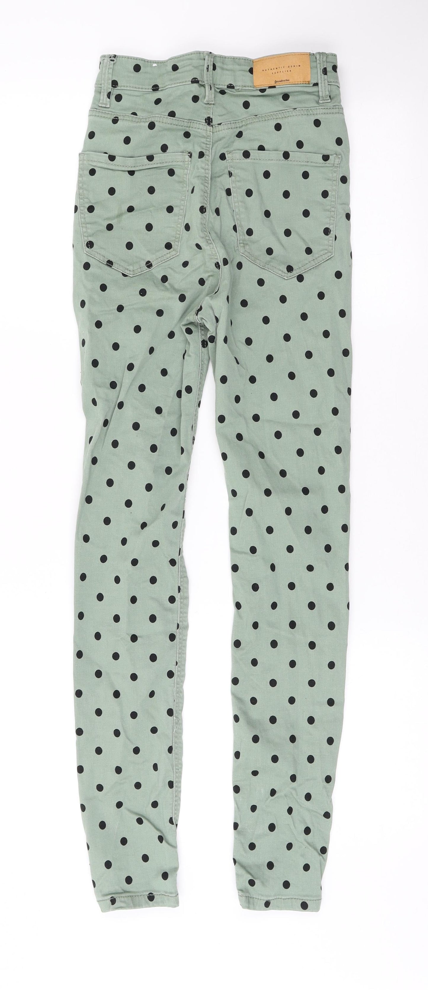 Womens UK Size 4 Stradivarius Regular Fit Skinny Green Jeans