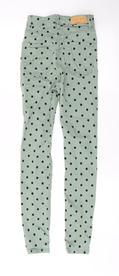 Womens UK Size 4 Stradivarius Regular Fit Skinny Green Jeans
