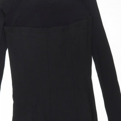 Penny Black Womens Black Viscose Bodycon Size S Round Neck Zip - Mesh sleeves