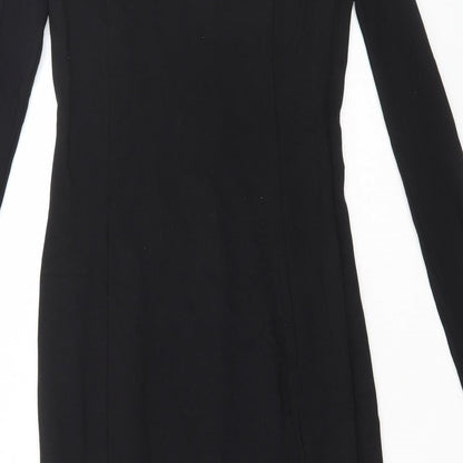Penny Black Womens Black Viscose Bodycon Size S Round Neck Zip - Mesh sleeves