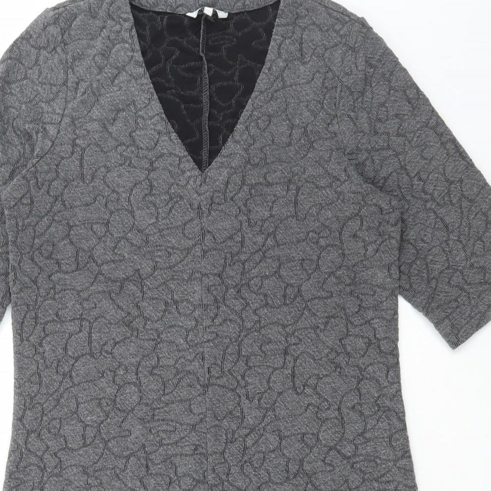 Sandwich Womens Grey Polyester A-Line Size M V-Neck Pullover