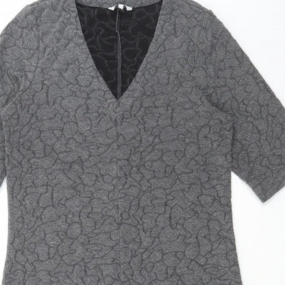 Sandwich Womens Grey Polyester A-Line Size M V-Neck Pullover