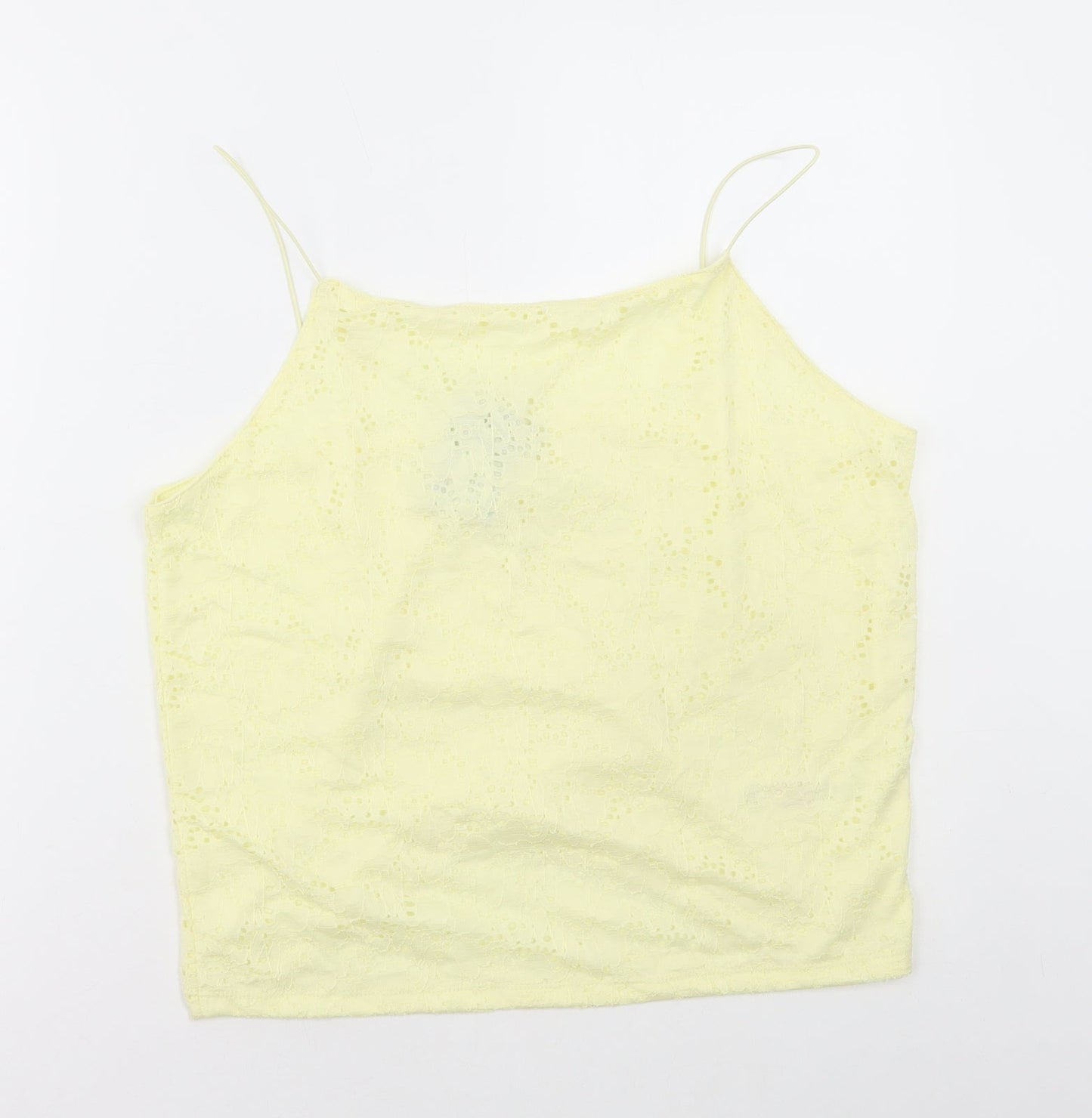 Primark Womens Yellow Polyamide Camisole T-Shirt Size XL Square Neck - Lace Detail