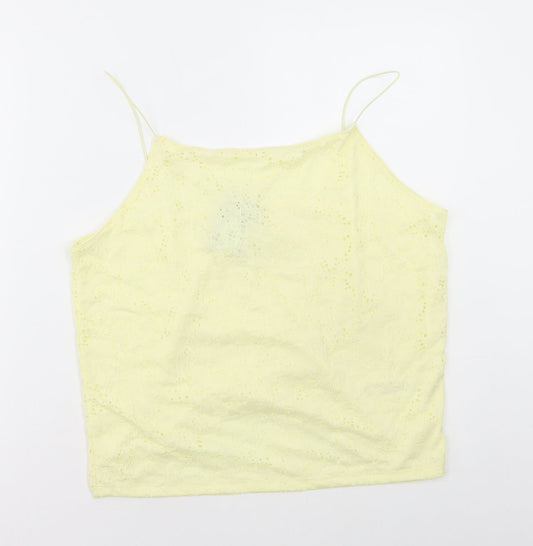 Primark Womens Yellow Polyamide Camisole T-Shirt Size XL Square Neck - Lace Detail