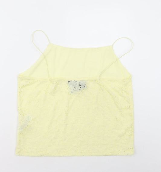 Primark Womens Yellow Polyamide Camisole T-Shirt Size XL Square Neck - Lace Detail