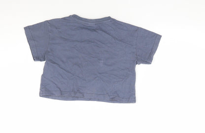 Primark Girls Grey Polyester Cropped T-Shirt Size 7-8 Years Crew Neck Pullover - Mickey Mouse