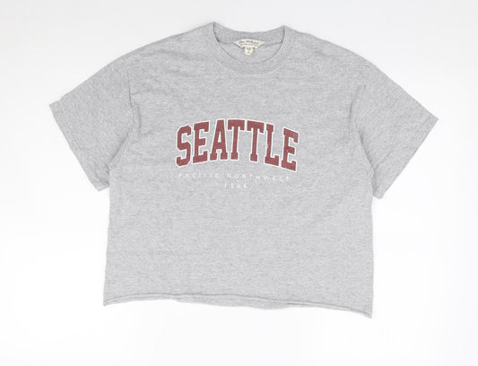 Miss Selfridge Womens Grey Polyester Cropped T-Shirt Size M Crew Neck - Seattle