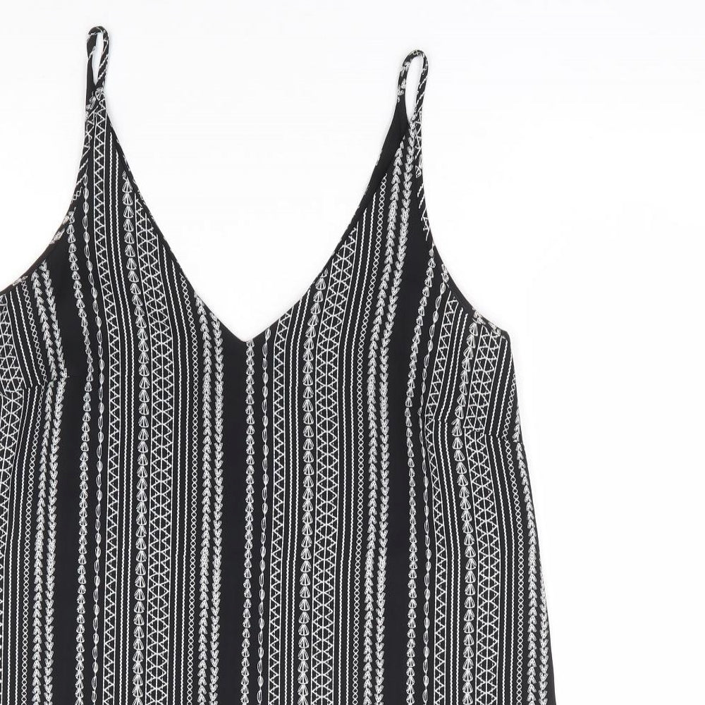 Papaya Womens Black Geometric Polyester Camisole Tank Size 10 V-Neck