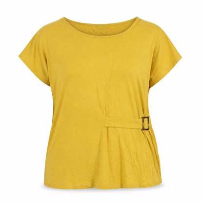 Bonmarché Womens Yellow Viscose Basic Blouse Size 18 Round Neck