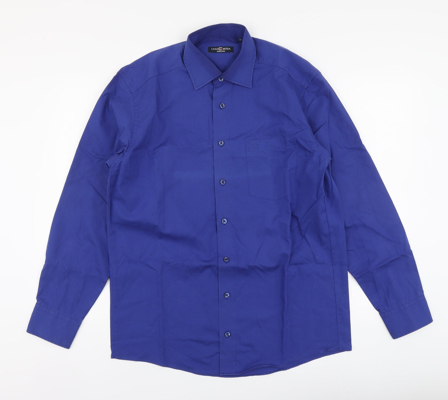 Mens UK Size 40 Casa Moda Blue  Button-Up Long Sleeve Casual Shirt