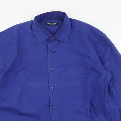 Mens UK Size 40 Casa Moda Blue  Button-Up Long Sleeve Casual Shirt