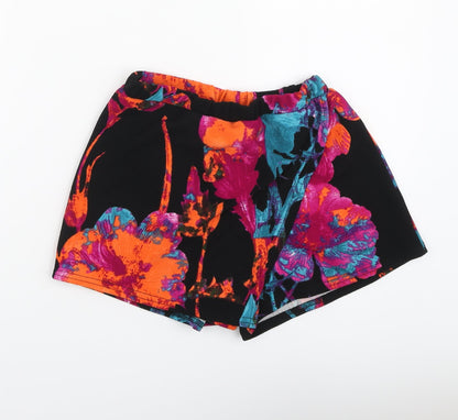 Quiz Womens Black Floral Polyester Chino Shorts Size 6 L12 in Regular