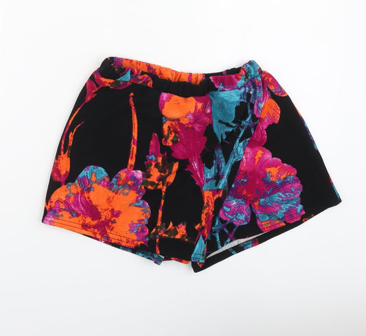 Quiz Womens Black Floral Polyester Chino Shorts Size 6 L12 in Regular