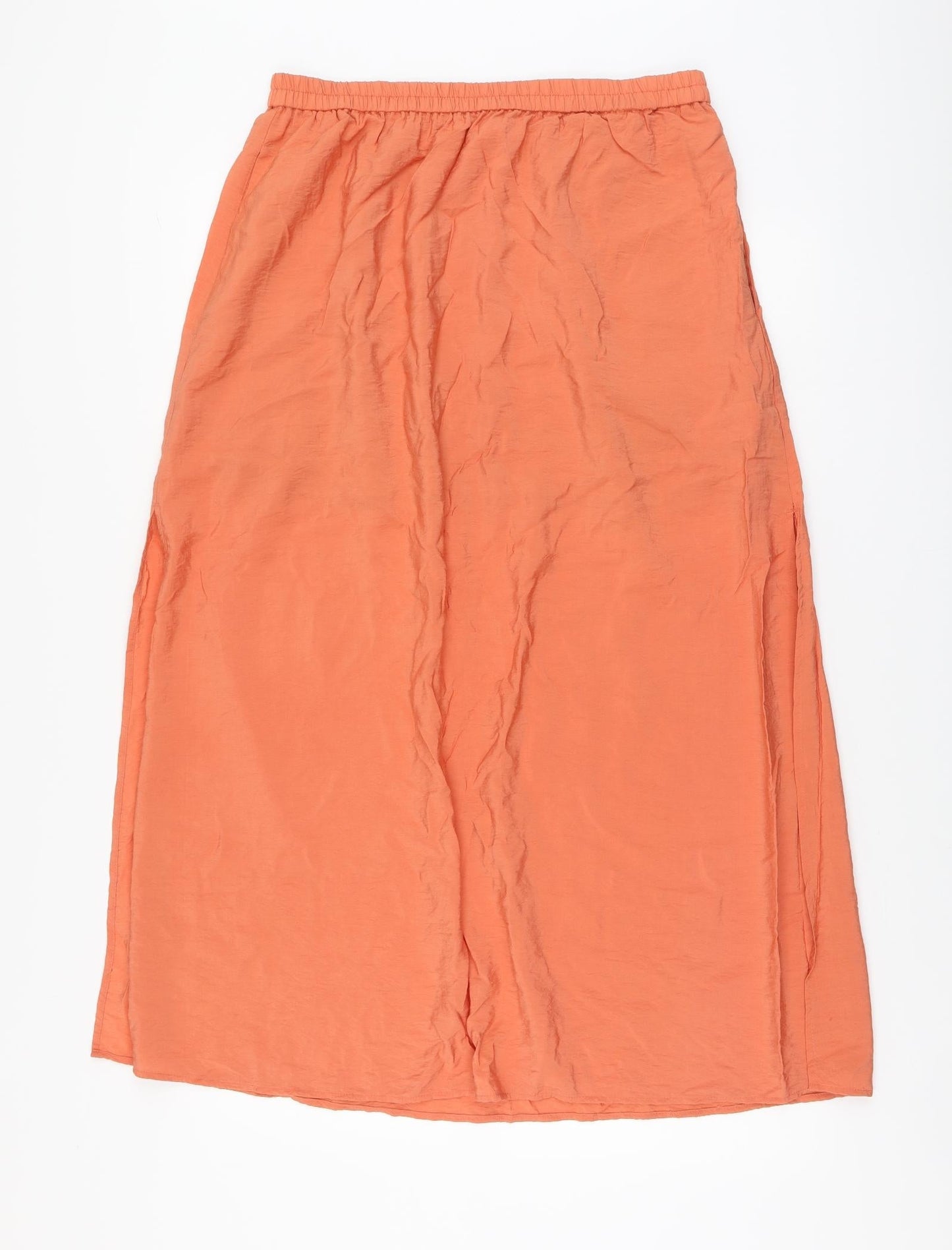 H&M Womens Orange Polyester A-Line Skirt Size M