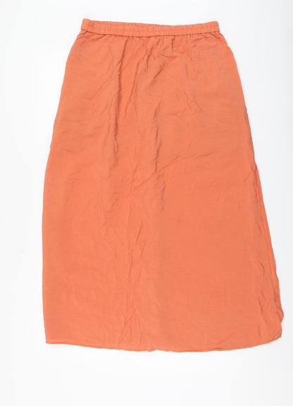 H&M Womens Orange Polyester A-Line Skirt Size M