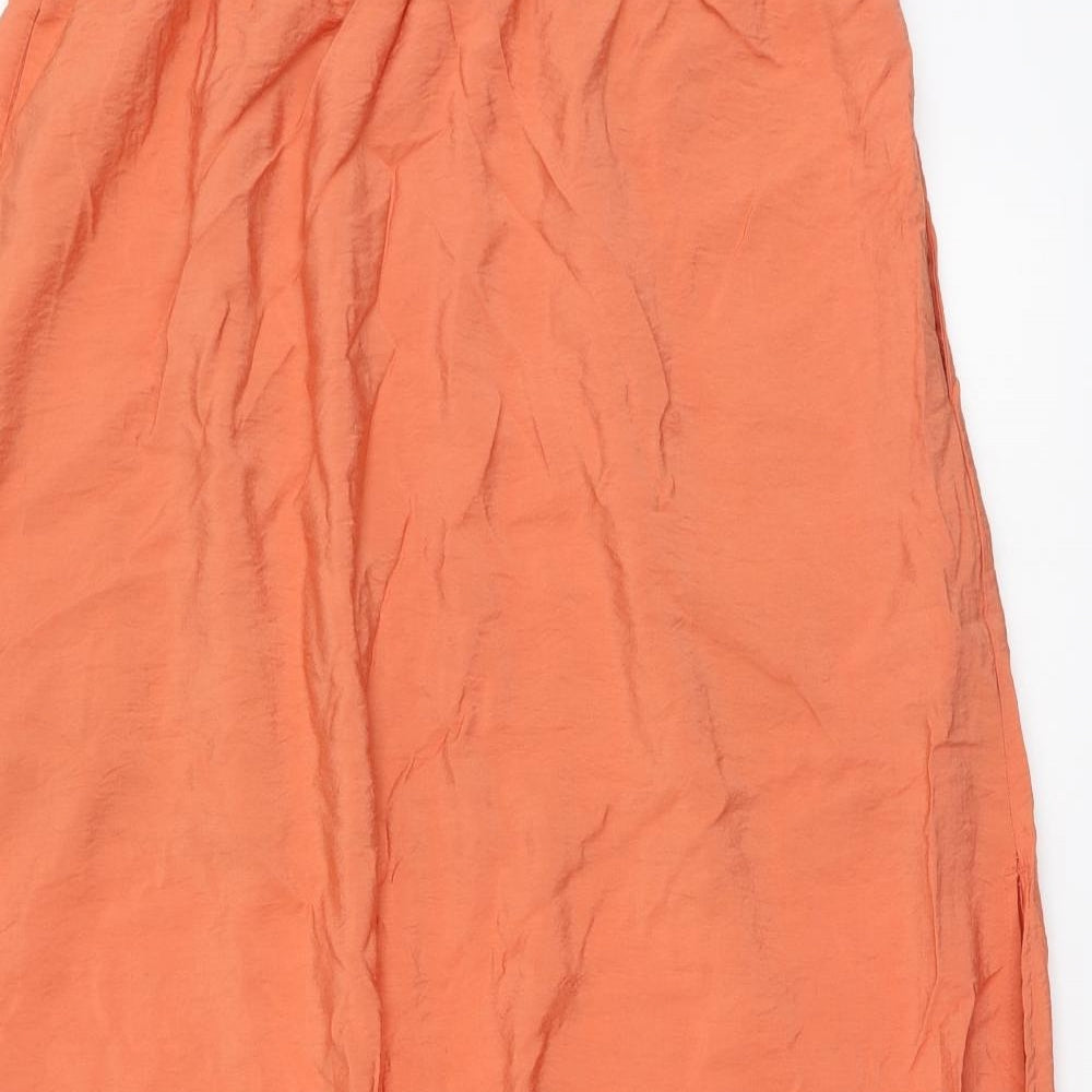 H&M Womens Orange Polyester A-Line Skirt Size M