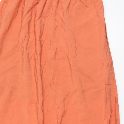 H&M Womens Orange Polyester A-Line Skirt Size M