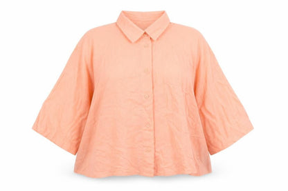 Womens UK Size 14 Primark Orange Basic Button-Up