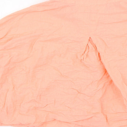 Primark Womens Orange Cotton Basic Button-Up Size 14 Collared
