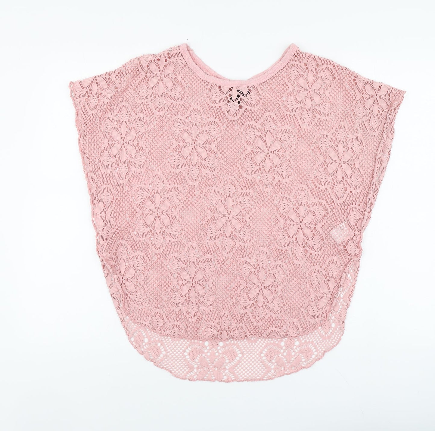 Izabel Womens Pink Floral Polyester Basic T-Shirt Size 10 Round Neck