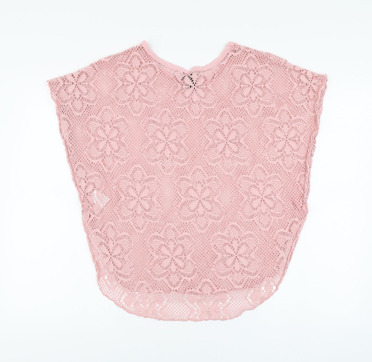 Izabel Womens Pink Floral Polyester Basic T-Shirt Size 10 Round Neck