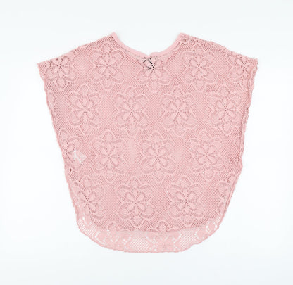 Izabel Womens Pink Floral Polyester Basic T-Shirt Size 10 Round Neck