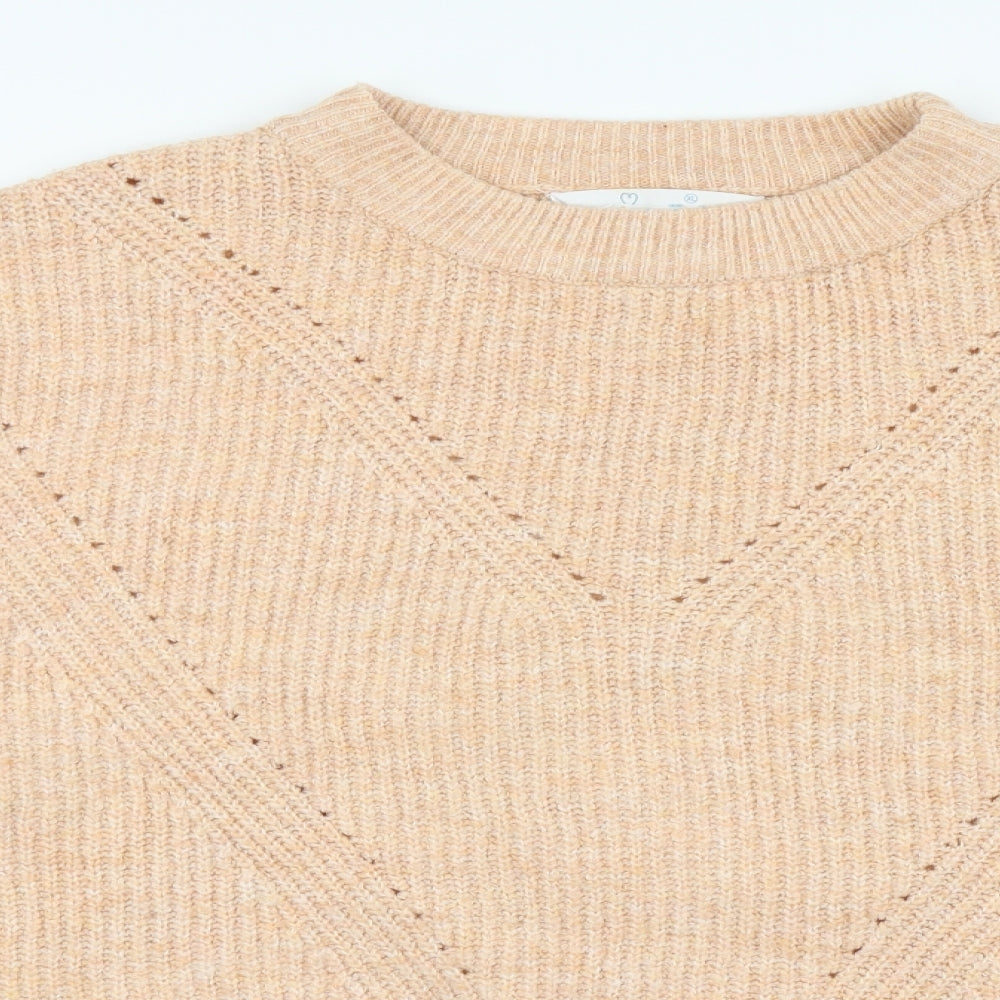 Primark Womens Pink Round Neck Acrylic Pullover Jumper Size XL