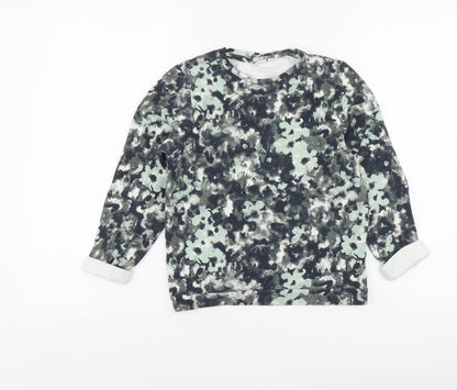 name it Girls Green Floral Cotton Basic Blouse Size 9-10 Years Round Neck