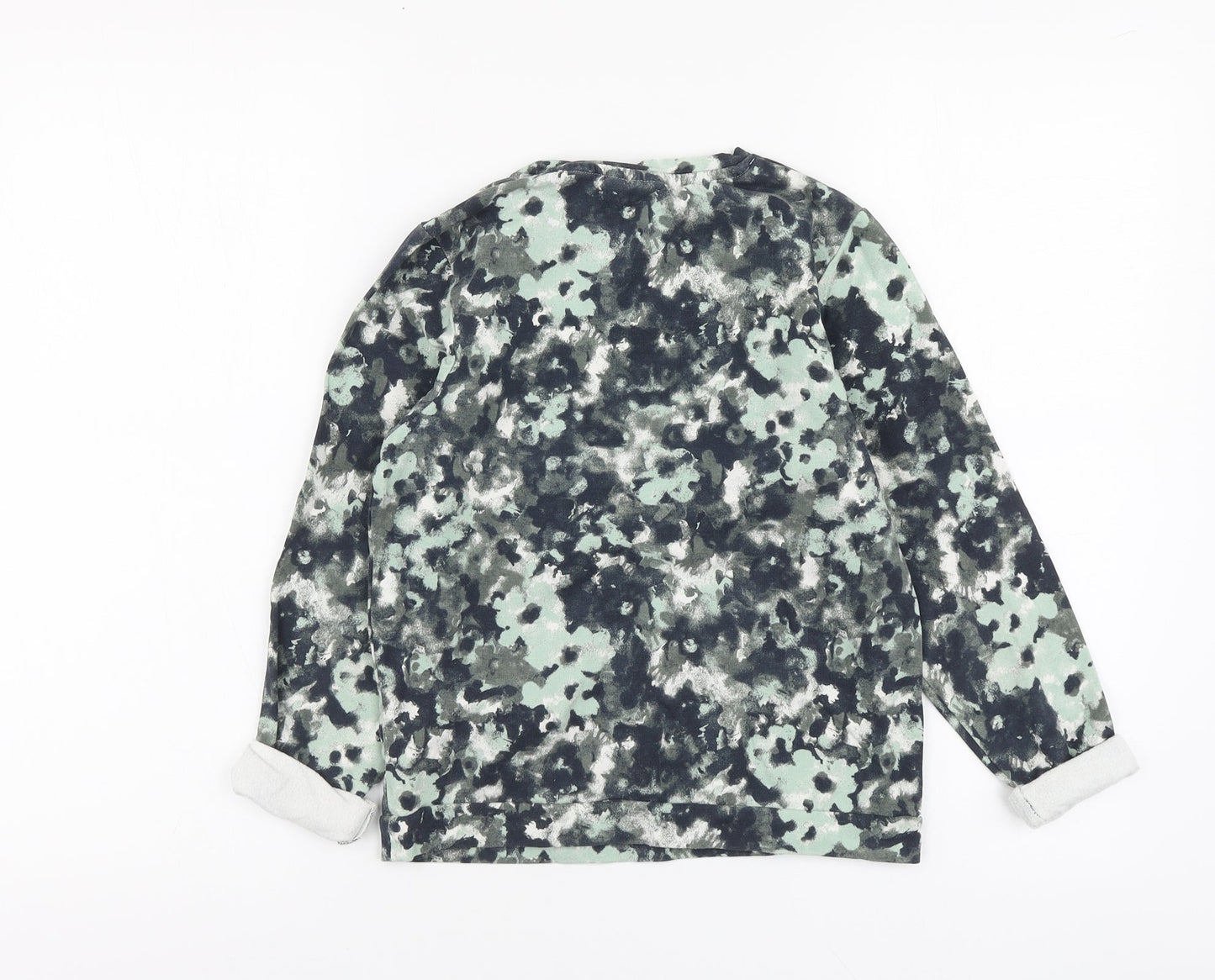 name it Girls Green Floral Cotton Basic Blouse Size 9-10 Years Round Neck