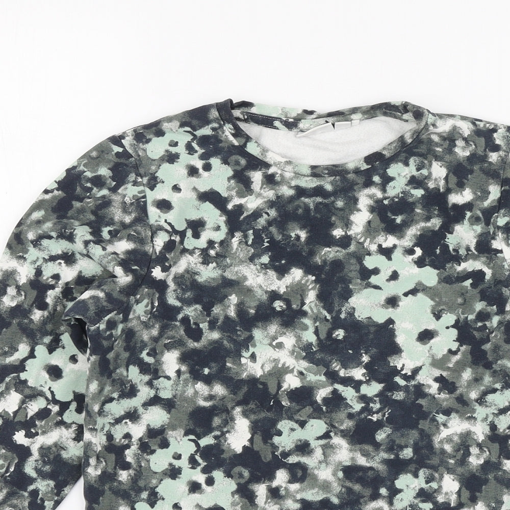 name it Girls Green Floral Cotton Basic Blouse Size 9-10 Years Round Neck