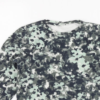 name it Girls Green Floral Cotton Basic Blouse Size 9-10 Years Round Neck