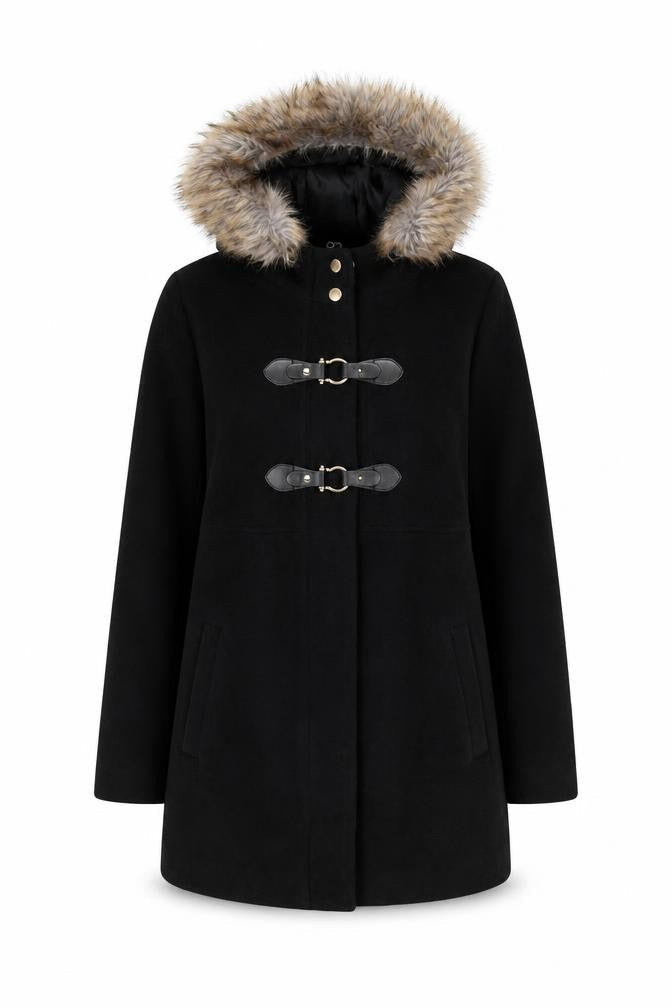 Womens UK Size 10 B.You Black Pea Coat