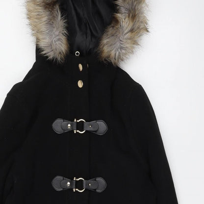 B.You Womens Black Pea Coat Coat Size 10 Button